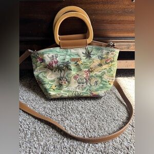 Relic Brand Wooden Handled cross body hawaiian style Handbag